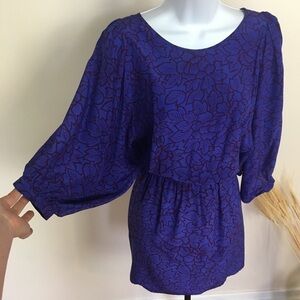 Silk Purple Billow sleeves dress. PIPPA. Floral